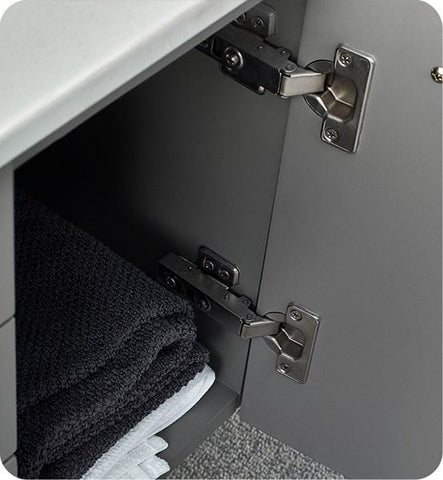 Image of Fresca Lucera 36" Gray Wall Hung Modern Bathroom Cabinet w/ Top & Vessel Sink - Left Version | FCB6136GR-VSL-L-CWH-V