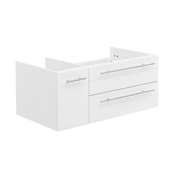 Fresca Lucera 36" White Wall Hung Undermount Sink Modern Bathroom Cabinet - Right Version | FCB6136WH-UNS-R