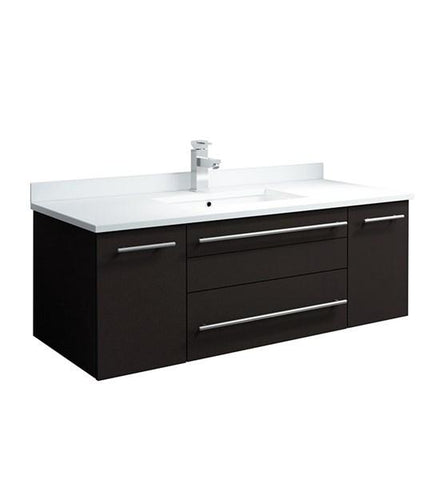 Image of Fresca Lucera 42" Espresso Wall Hung Modern Bathroom Cabinet w/ Top & Undermount Sink | FCB6142ES-UNS-CWH-U