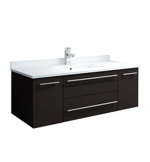 Fresca Lucera 42" Espresso Wall Hung Modern Bathroom Cabinet w/ Top & Undermount Sink | FCB6142ES-UNS-CWH-U FCB6142ES-UNS-CWH-U