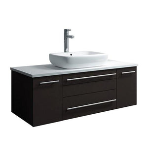 Fresca Lucera 42" Espresso Wall Hung Modern Bathroom Cabinet w/ Top & Vessel Sink | FCB6142ES-VSL-CWH-V