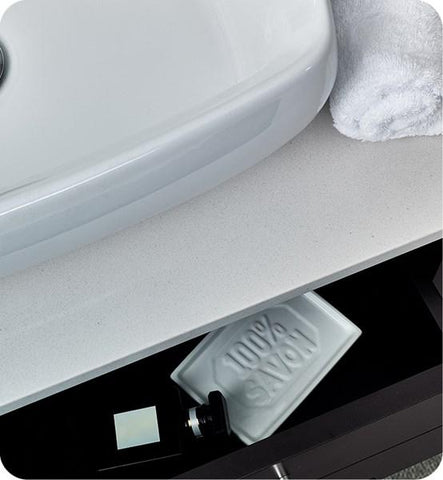 Image of Fresca Lucera 42" Espresso Wall Hung Modern Bathroom Cabinet w/ Top & Vessel Sink | FCB6142ES-VSL-CWH-V
