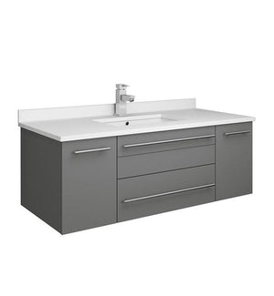 Fresca Lucera 42" Gray Wall Hung Modern Bathroom Cabinet w/ Top & Undermount Sink | FCB6142GR-UNS-CWH-U FCB6142GR-UNS-CWH-U