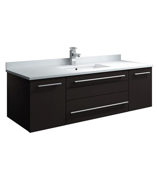 Fresca Lucera 48" Espresso Wall Hung Modern Bathroom Cabinet w/ Top & Undermount Sink | FCB6148ES-UNS-CWH-U