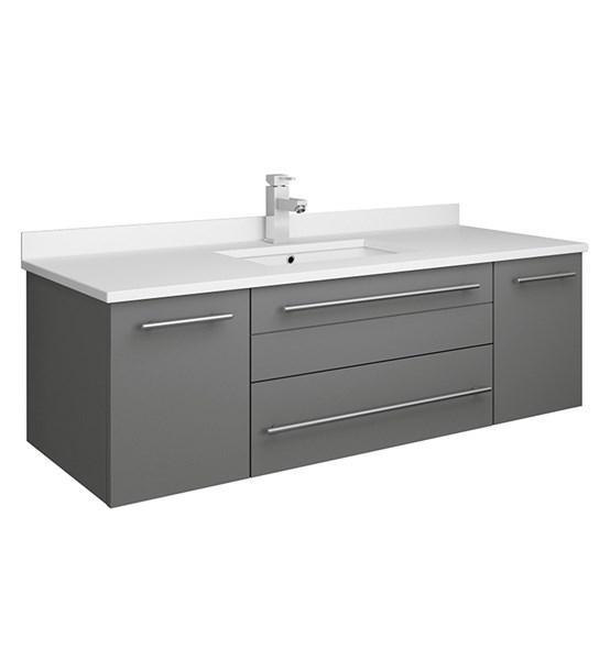 Fresca Lucera 48" Gray Wall Hung Modern Bathroom Cabinet w/ Top & Undermount Sink | FCB6148GR-UNS-CWH-U