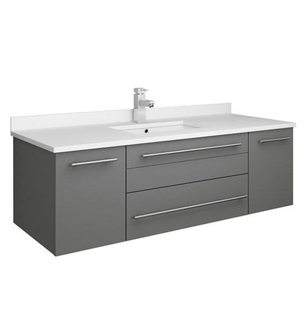 Image of Fresca Lucera 48" Gray Wall Hung Modern Bathroom Cabinet w/ Top & Undermount Sink | FCB6148GR-UNS-CWH-U