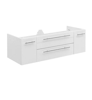 Fresca Lucera 48" White Wall Hung Double Undermount Sink Modern Bathroom Cabinet | FCB6148WH-UNS-D FCB6148WH-UNS-D