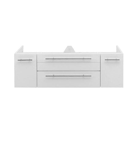Image of Fresca Lucera 48" White Wall Hung Double Undermount Sink Modern Bathroom Cabinet | FCB6148WH-UNS-D FCB6148WH-UNS-D