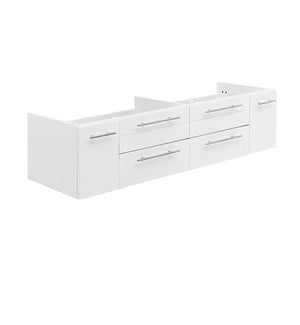 Fresca Lucera 60" White Wall Hung Double Undermount Sink Modern Bathroom Cabinet | FCB6160WH-UNS-D FCB6160WH-UNS-D