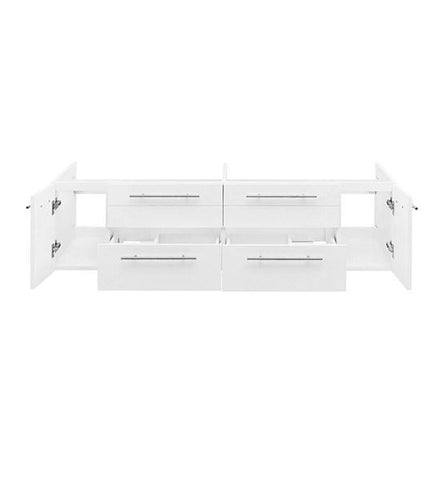 Image of Fresca Lucera 60" White Wall Hung Double Undermount Sink Modern Bathroom Cabinet | FCB6160WH-UNS-D FCB6160WH-UNS-D