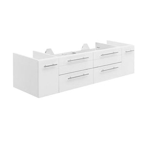 Fresca Lucera 60" White Wall Hung Single Undermount Sink Modern Bathroom Cabinet | FCB6160WH-UNS FCB6160WH-UNS