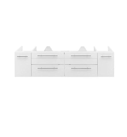 Image of Fresca Lucera 60" White Wall Hung Single Undermount Sink Modern Bathroom Cabinet | FCB6160WH-UNS FCB6160WH-UNS
