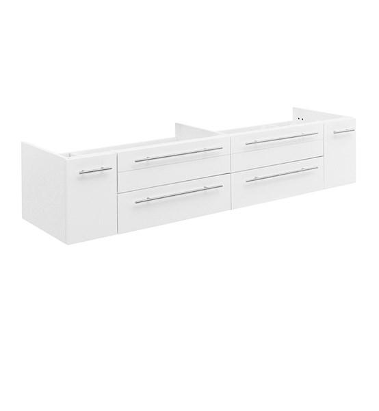 Fresca Lucera 72" White Wall Hung Double Undermount Sink Modern Bathroom Cabinet | FCB6172WH-UNS