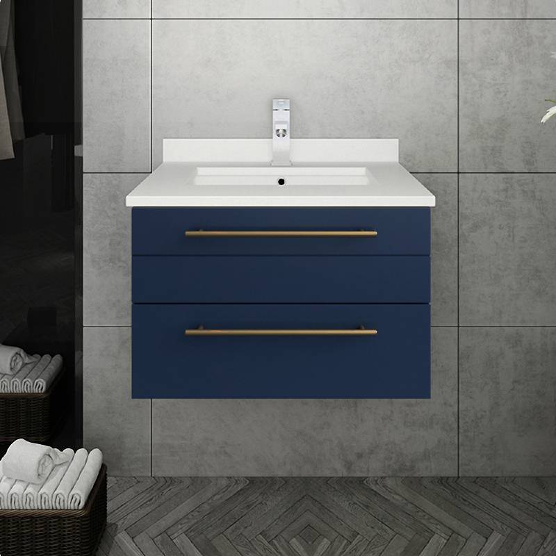 Fresca Lucera Modern 24" Royal Blue Wall Hung Undermount Sink Bathroom Vanity | FCB6124RBL-UNS-CWH-U