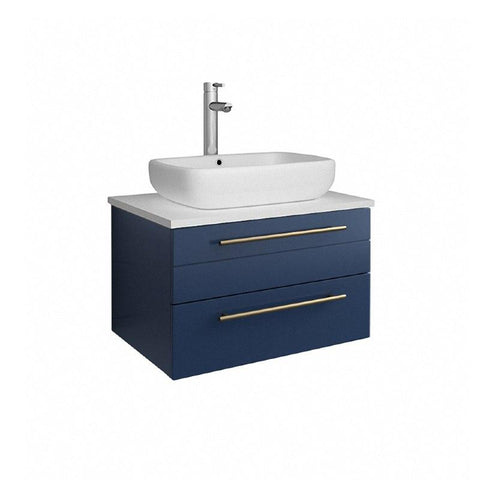 Image of Fresca Lucera Modern 24" Royal Blue Wall Hung Vessel Sink Bathroom Vanity | FCB6124RBL-VSL-CWH-V FCB6124RBL-VSL-CWH-V