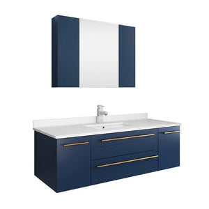 Fresca Lucera Modern 48" Royal Blue Wall Hung Undermount Sink Bathroom Vanity Set | FVN6148RBL-UNS FVN6148RBL-UNS-1