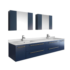 Fresca Lucera Modern 72" Royal Blue Wall Hung Double Undermount Sink Bathroom Vanity Set | FVN6172RBL-UNS-D FVN6172RBL-UNS-D