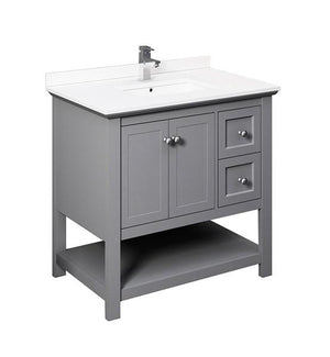 Fresca Manchester 36" Gray Traditional Bathroom Cabinet w/ Top & Sink | FCB2336GR-CWH-U