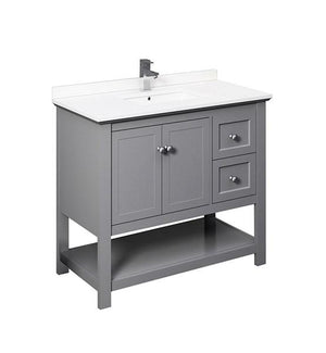 Fresca Manchester 42" Gray Traditional Bathroom Cabinet w/ Top & Sink | FCB2340GR-CWH-U FCB2340GR-CWH-U