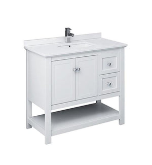Fresca Manchester 42" White Traditional Bathroom Cabinet w/ Top & Sink | FCB2340WH-CWH-U