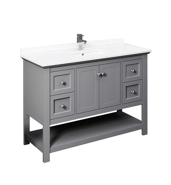Fresca Manchester 48" Gray Traditional Bathroom Cabinet w/ Top & Sink | FCB2348GR-CWH-U