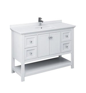 Fresca Manchester 48" White Traditional Bathroom Cabinet w/ Top & Sink | FCB2348WH-CWH-U