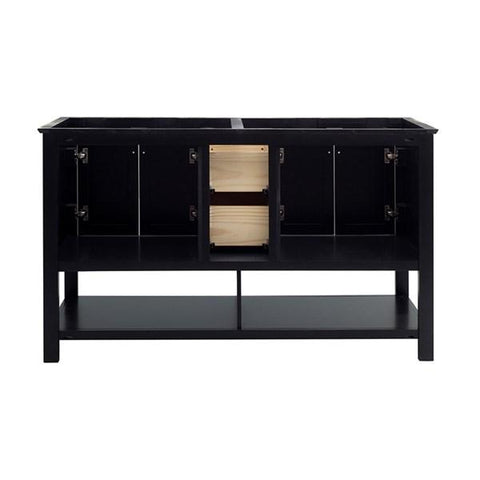 Image of Fresca Manchester 60" Black Traditional Double Sink Bathroom Cabinet | FCB2360BL-D
