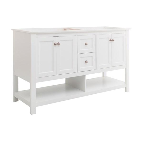 Fresca Manchester 60" White Traditional Double Sink Bathroom Cabinet | FCB2360WH-D