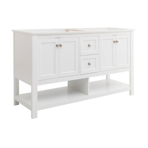 Image of Fresca Manchester 60" White Traditional Double Sink Bathroom Cabinet | FCB2360WH-D