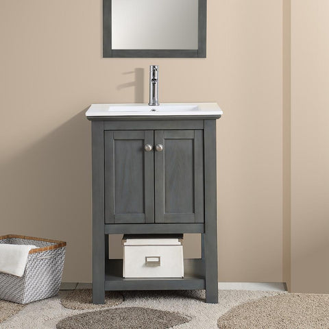Image of Fresca Manchester Regal 24" Gray Wood Veneer Traditional Bathroom Vanity FCB2304VG-I