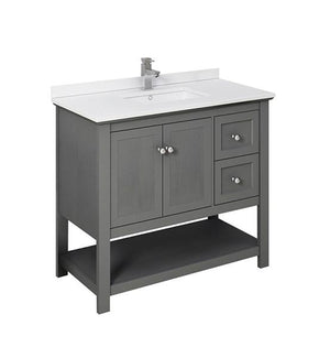 Fresca Manchester Regal 42" Gray Wood Veneer Traditional Bathroom Cabinet w/ Top & Sink | FCB2340VG-CWH-U