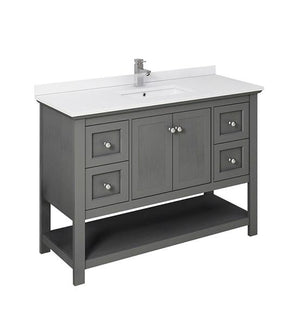Fresca Manchester Regal 48" Gray Wood Veneer Traditional Bathroom Cabinet w/ Top & Sink | FCB2348VG-CWH-U