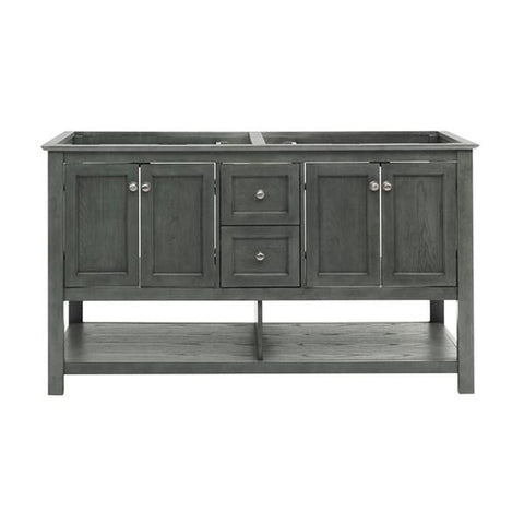 Image of Fresca Manchester Regal 60" Gray Wood Veneer Traditional Double Sink Bathroom Cabinet | FCB2360VG-D