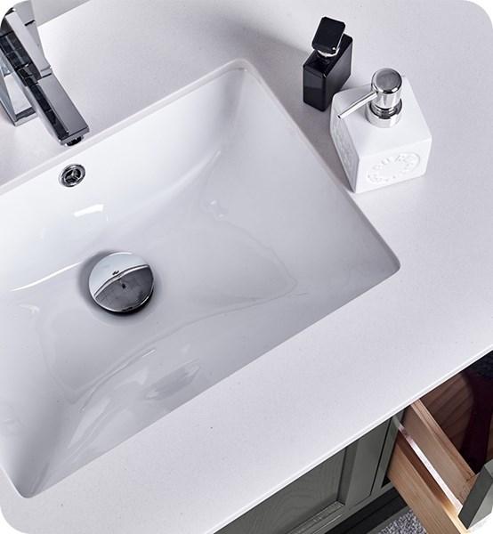 Fresca Manchester Regal 60" Gray Wood Veneer Traditional Double Sink Bathroom Cabinet w/ Top & Sinks | FCB2360VG-D-CWH-U