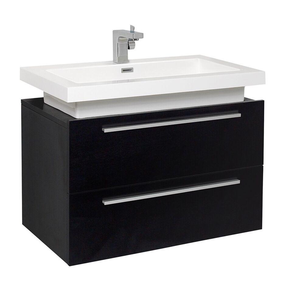 Fresca Medio 32" Black Modern Bathroom Cabinet w/ Vessel Sink FCB8080BW-I