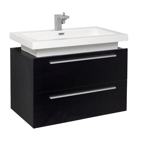 Image of Fresca Medio 32" Black Modern Bathroom Cabinet w/ Vessel Sink FCB8080BW-I