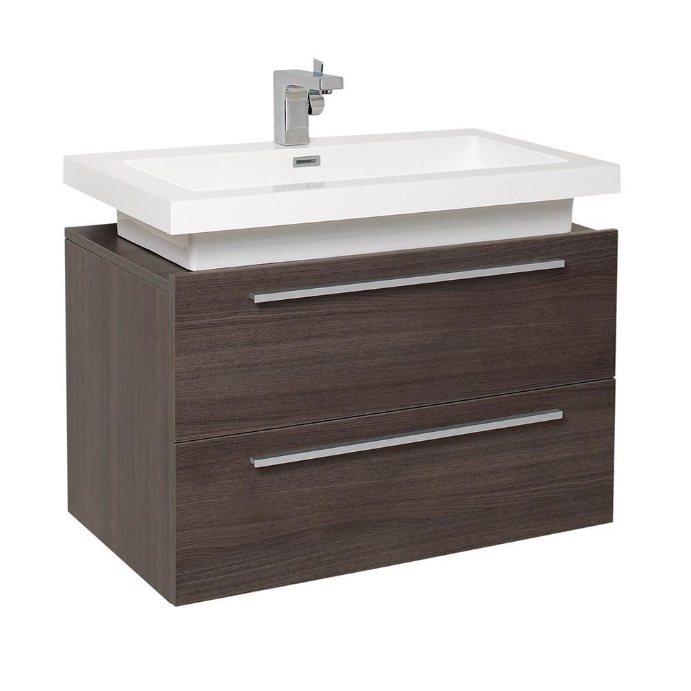Fresca Medio 32" Gray Oak Modern Bathroom Cabinet w/ Vessel Sink FCB8080GO-I
