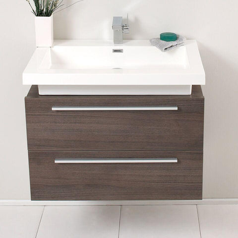 Image of Fresca Medio 32" Gray Oak Modern Bathroom Cabinet w/ Vessel Sink FCB8080GO-I