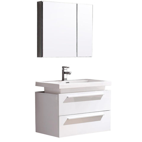 Image of Fresca Medio 32" Modern Bathroom Vanity FVN8080WH-FFT1030BN