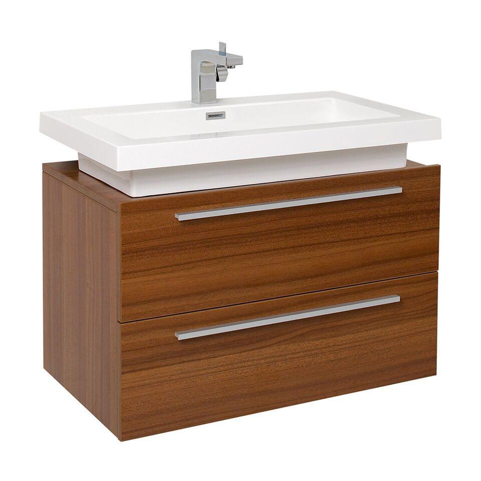 Fresca Medio 32" Teak Modern Bathroom Cabinet w/ Vessel Sink FCB8080TK-I