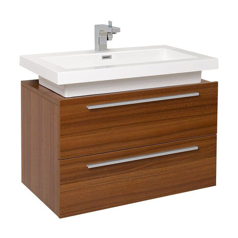 Image of Fresca Medio 32" Teak Modern Bathroom Cabinet w/ Vessel Sink FCB8080TK-I