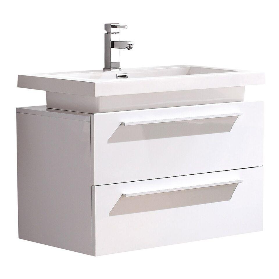 Fresca Medio 32" White Modern Bathroom Cabinet w/ Vessel Sink FCB8080WH-I