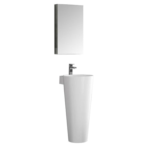 Image of Fresca Messina 16" White Pedestal Sink w/ Medicine Cabinet