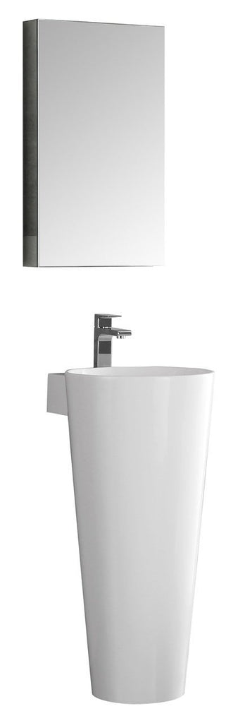 Fresca Messina 16" White Pedestal Sink w/ Medicine Cabinet FVN5022WH-FFT1030BN