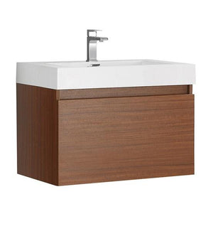 Fresca Mezzo 30" Teak Wall Hung Modern Bathroom Cabinet w/ Integrated Sink | FCB8007TK-I FCB8007TK-I