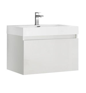Fresca Mezzo 30" White Wall Hung Modern Bathroom Cabinet w/ Integrated Sink | FCB8007WH-I