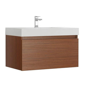 Fresca Mezzo 36" Teak Wall Hung Modern Bathroom Cabinet w/ Integrated Sink | FCB8008TK-I