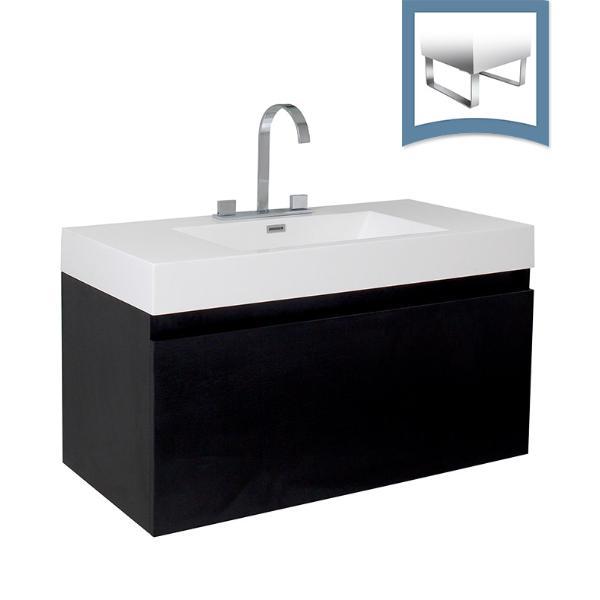 Fresca Mezzo 39" Black Modern Bathroom Cabinet w/ Integrated Sink FCB8010BW-I