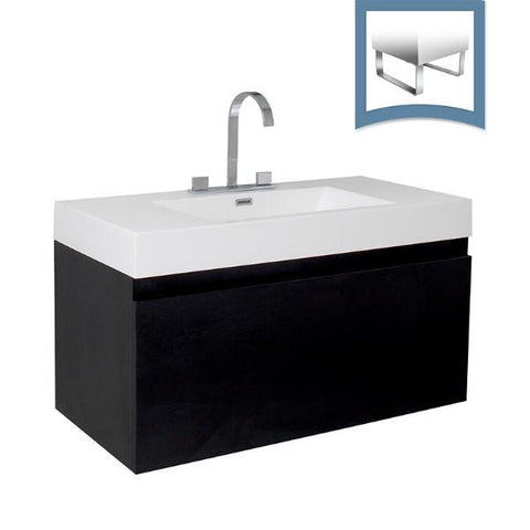 Image of Fresca Mezzo 39" Black Modern Bathroom Cabinet w/ Integrated Sink FCB8010BW-I