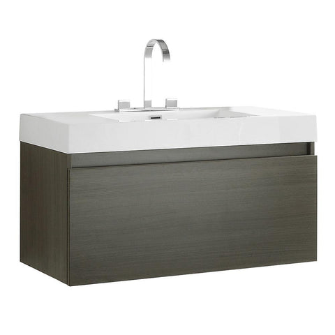 Image of Fresca Mezzo 39" Gray Oak Modern Bathroom Cabinet w/ Integrated Sink FCB8010GO-I